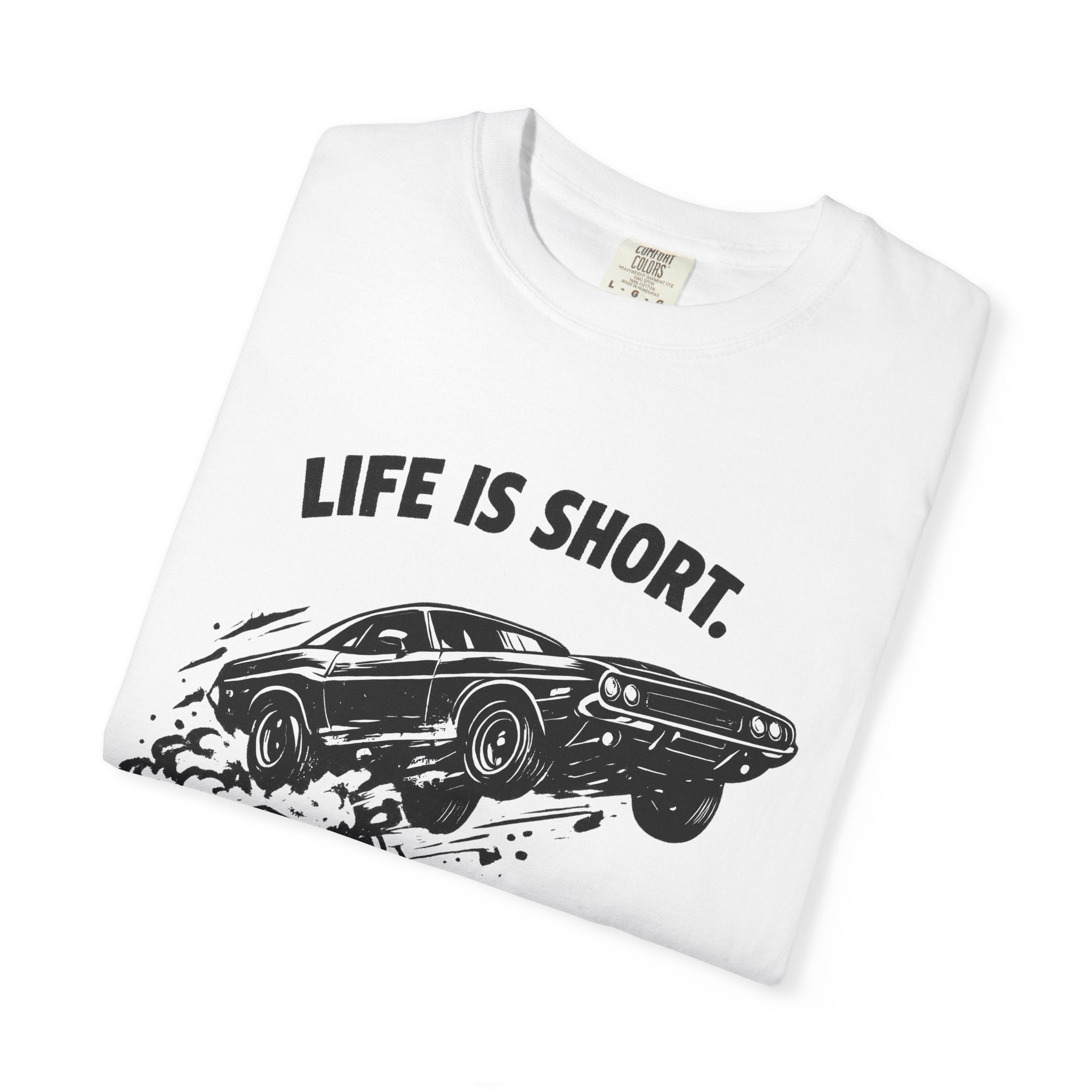 Dodge Challenger T-Shirt Comfort Colors, Muscle Car Tee Life Is Short Make It Loud, Custom Car Shirt Gift