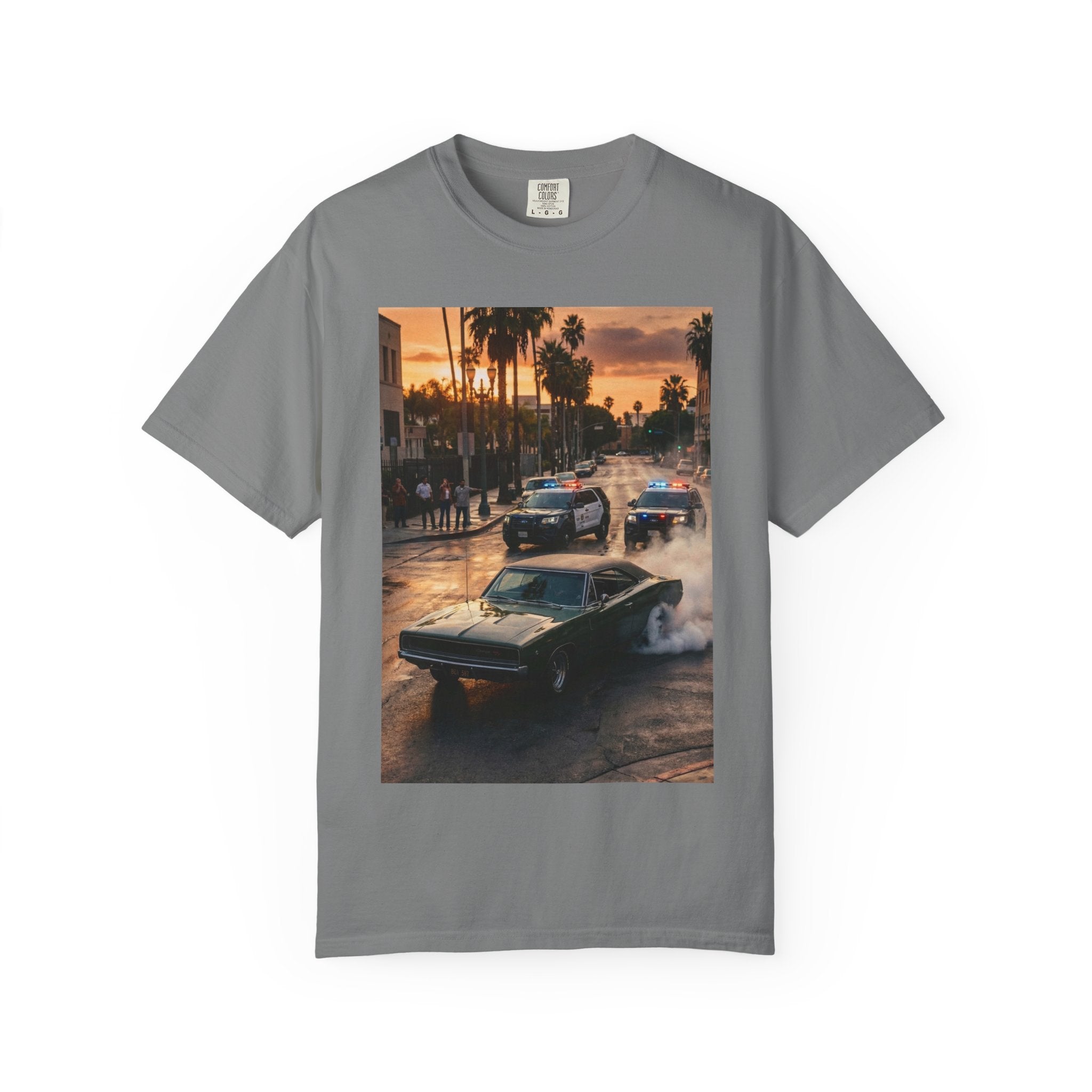 Sunset Dodge Charger T-shirt | Vintage Street Racing Scene
