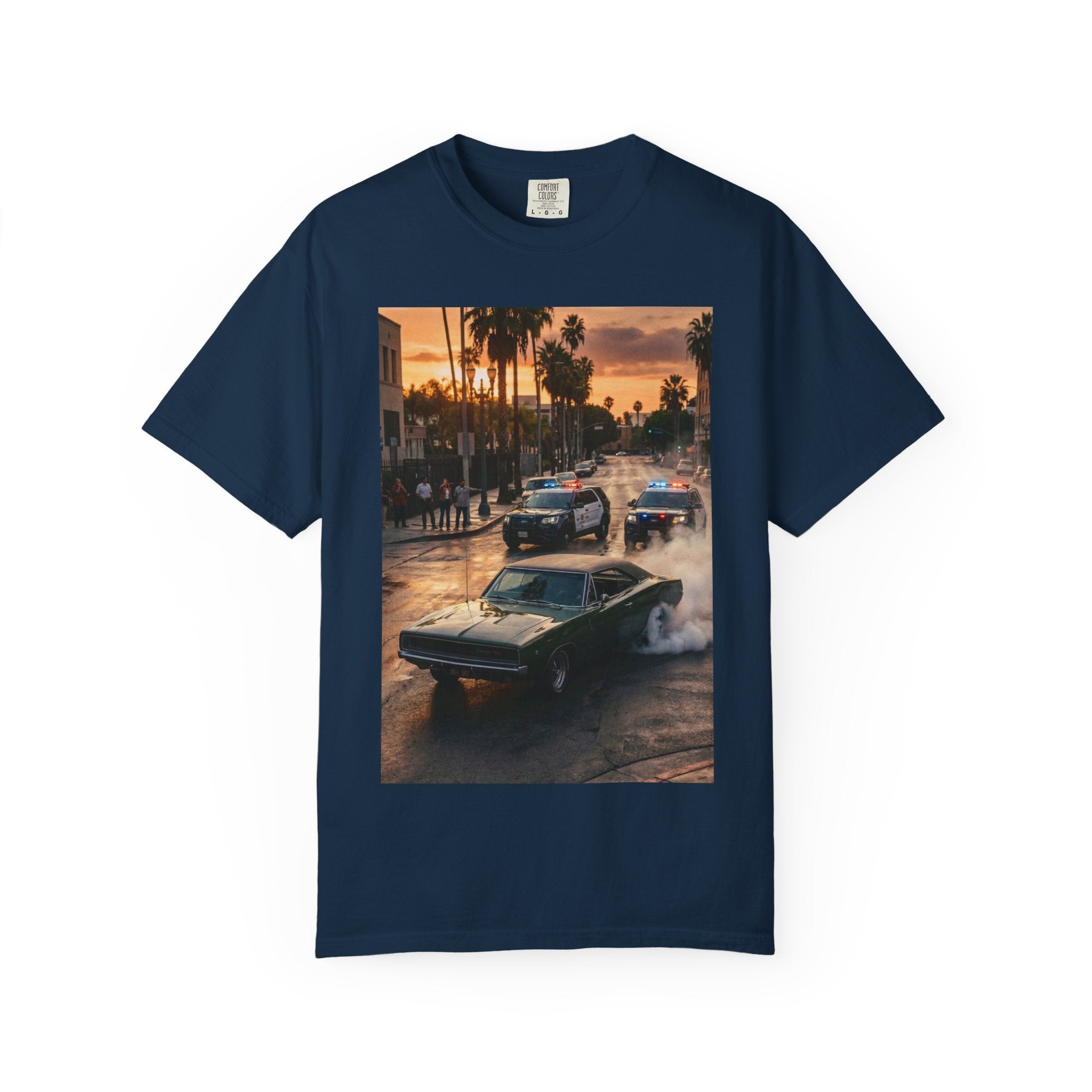Sunset Dodge Charger T-shirt | Vintage Street Racing Scene