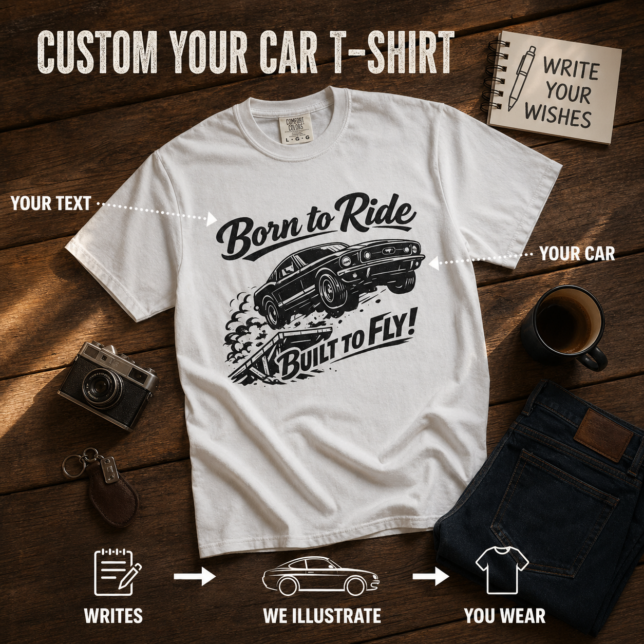 Ford Mustang T-Shirt Comfort Colors 1717, Custom Mustang Shirt, Vintage Muscle Car Tee, Born to Ride Gift
