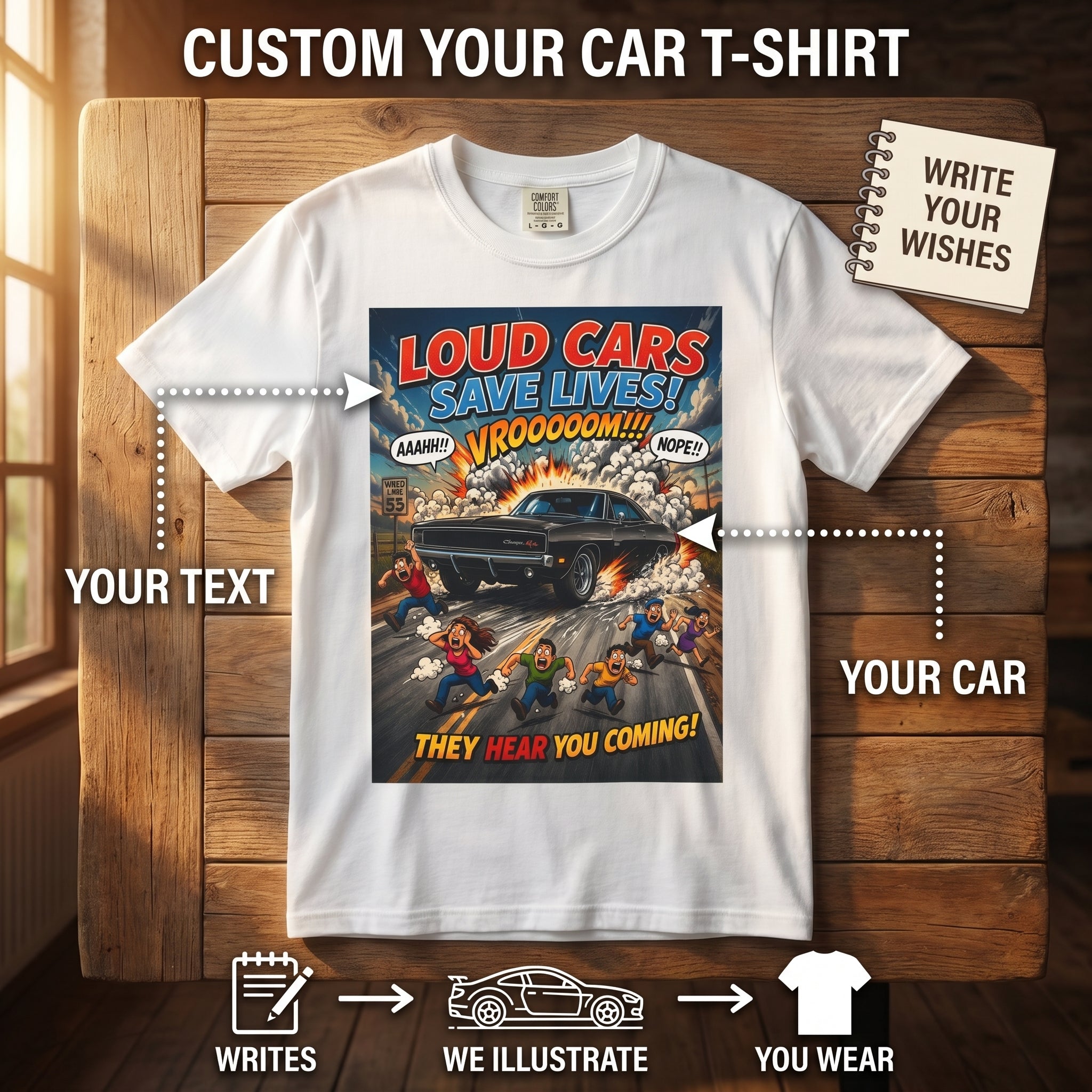 Dodge Charger T-Shirt Comfort Colors, Loud Cars Save Lives Shirt, Custom Charger Tee, Funny Muscle Car Gift
